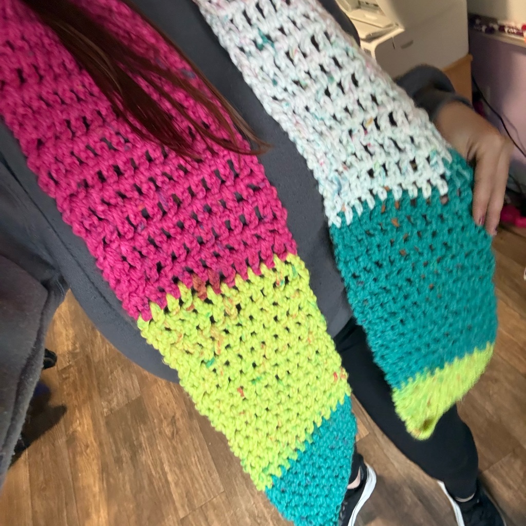 Xl Colorful Crochet Scarf